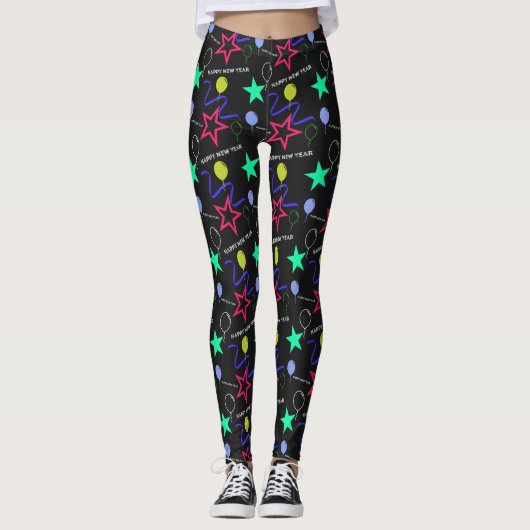 Happy New Year Pattern-Leggings Leggings (Voorkant)