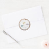 Happy New Year Peace Doves Glitter Monogram Ronde Sticker (Envelop)