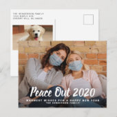 Happy New Year Peace Out 2020 Foto Feestdagenkaart (Voorkant / Achterkant)