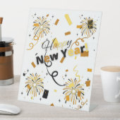 Happy New Year Pedestal Sign Reclamebord Met Voetstuk (Insitu)