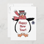 Happy New Year Penguin Feestdagenkaart (Voorkant / Achterkant)