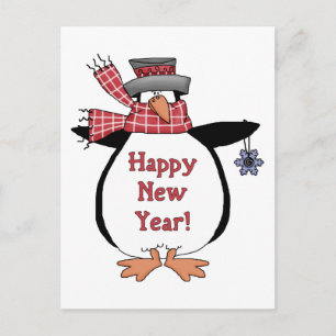 Happy New Year Penguin Feestdagenkaart