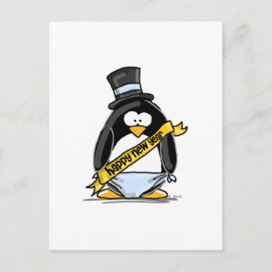 Happy New Year Penguin Feestdagenkaart