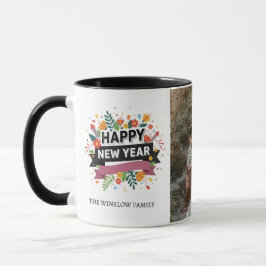 Happy New Year  Personalized Family Name Photo Mug Mok
