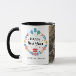Happy New Year  Personalized Family Name Photo Mug Mok