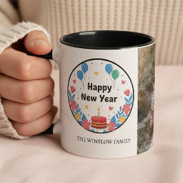 Happy New Year  Personalized Family Name Photo Mug Mok