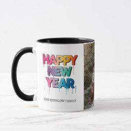 Happy New Year  Personalized Family Name Photo Mug Mok