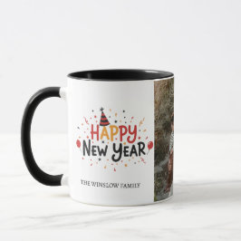Happy New Year  Personalized Family Name Photo Mug Mok