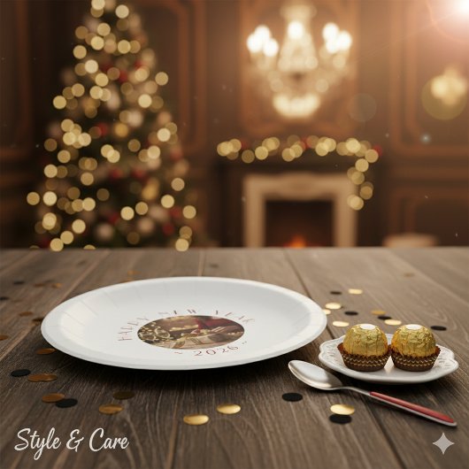 Happy New Year Personalized Photo Text Papieren Bordje