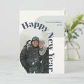 Happy New Year Photo Arch Navy Mint Feestdagenkaart (Staand voorkant)