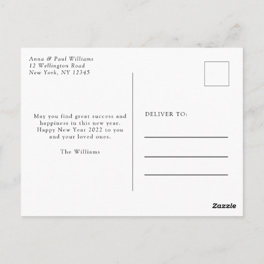 Happy New Year Photo Briefkaart (Achterkant)