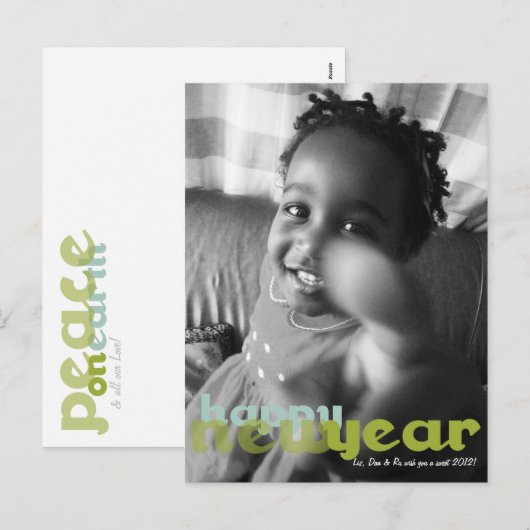 Happy New Year Photo Briefkaart (Voorkant / Achterkant)