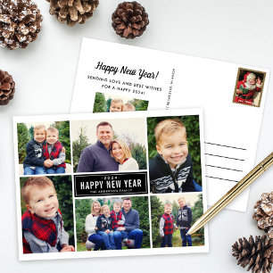 Happy New Year Photo Collage Feestdagenkaart