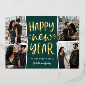 Happy New Year Photo Collage Folie Feestdagenkaart (Voorkant)