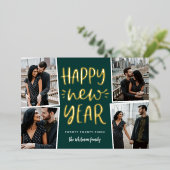 Happy New Year Photo Collage Folie Feestdagenkaart (Staand Voorkant)