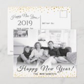 Happy New Year Photo Gold Confetti 2024 Feestdagenkaart (Voorkant / Achterkant)