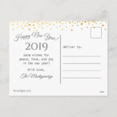 Happy New Year Photo Gold Confetti 2024 Feestdagenkaart (Achterkant)