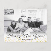Happy New Year Photo Gold Confetti 2024 Feestdagenkaart (Voorkant)