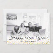 Happy New Year Photo Gold Confetti 2024 Feestdagenkaart (Voorkant)