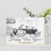Happy New Year Photo Gold Confetti 2024 Feestdagenkaart (Staand voorkant)