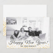 Happy New Year Photo Gold Confetti 2024 Feestdagenkaart (Voorkant / Achterkant)