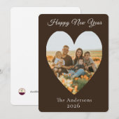 Happy New Year Photo Heart Feestdagenkaart (Voorkant / Achterkant)