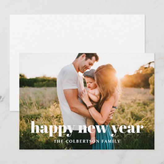Happy New Year Photo Holiday Card (Voorkant / Achterkant)