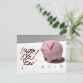 Happy New Year PIg 3D aangepast Greeting Briefkaar Briefkaart (Staand voorkant)