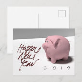 Happy New Year PIg 3D aangepast Greeting Briefkaar Briefkaart (Voorkant / Achterkant)