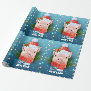 Happy New Year Pig Cadeaupapier