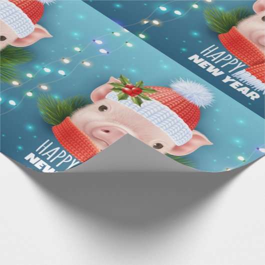 Happy New Year Pig Cadeaupapier (Hoek)