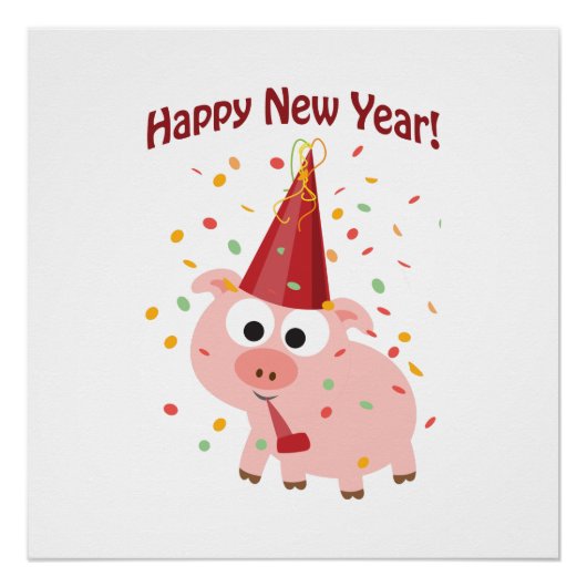 Happy New Year Pig Poster (Voorkant)
