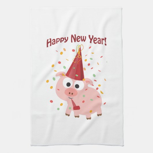 Happy New Year Pig Theedoek (Verticaal)
