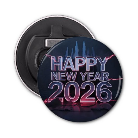 Happy New Year Pin Button — esthetic Badge Button Flesopener (Voorkant)