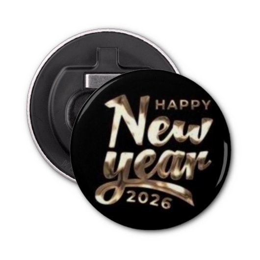 Happy new year pin button flesopener (Voorkant)