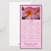Happy New Year Pink Plumeria Flower 2026 Calendar Feestdagenkaart (Voorkant / Achterkant)