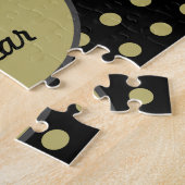 Happy New Year Polka Dot Jigzaag Puzzle (zwart) Legpuzzel (Zijkant)
