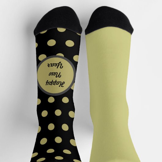 Happy New Year Polka Dot Mismatch Socks (zwart) Sokken (Top)