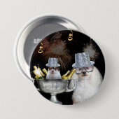 Happy New Year poodle en chihuahua button (Voorkant /achterkant)