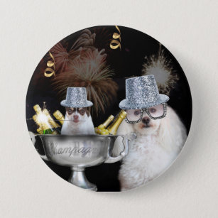 Happy New Year poodle en chihuahua button