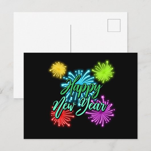Happy New Year Postkarte Briefkaart (Voorkant / Achterkant)