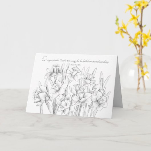 Happy New Year Psalms 98 1 Christelijk Religious Kaart (Gele Bloem)