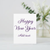 Happy new year purple calligraphy simple minimal  briefkaart (Staand voorkant)