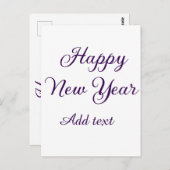 Happy new year purple calligraphy simple minimal  briefkaart (Voorkant / Achterkant)