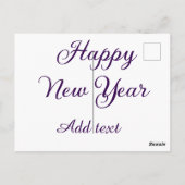 Happy new year purple calligraphy simple minimal  briefkaart (Achterkant)