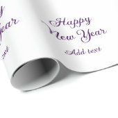 Happy new year purple calligraphy simple minimal  cadeaupapier (Rol Hoek)