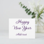 Happy new year purple calligraphy simple minimal  feestdagenkaart (Staand voorkant)