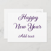 Happy new year purple calligraphy simple minimal  feestdagenkaart (Voorkant / Achterkant)