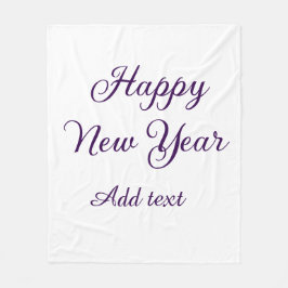 Happy new year purple calligraphy simple minimal  fleece deken