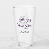Happy new year purple calligraphy simple minimal  glas (Achterkant)